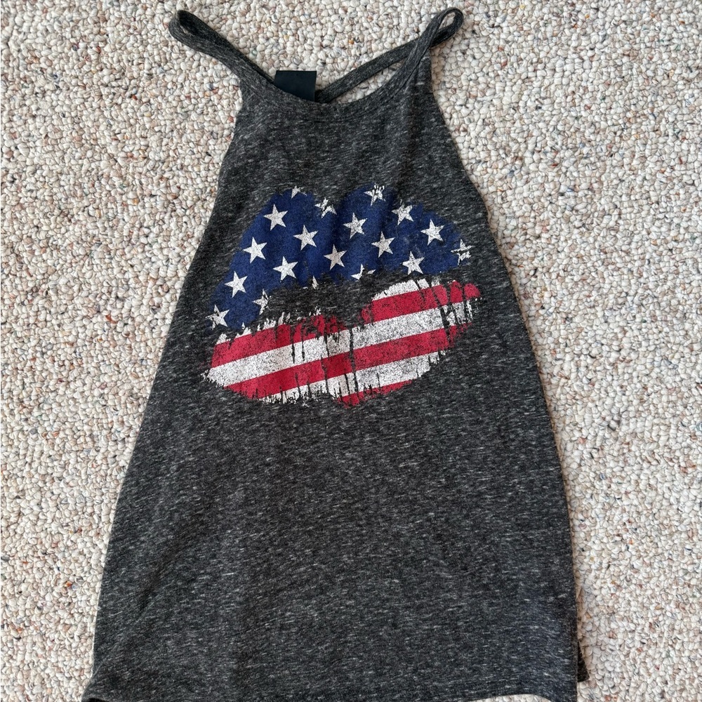 Modern Lux Charcoal Gray Tank with Navy Star Graphic